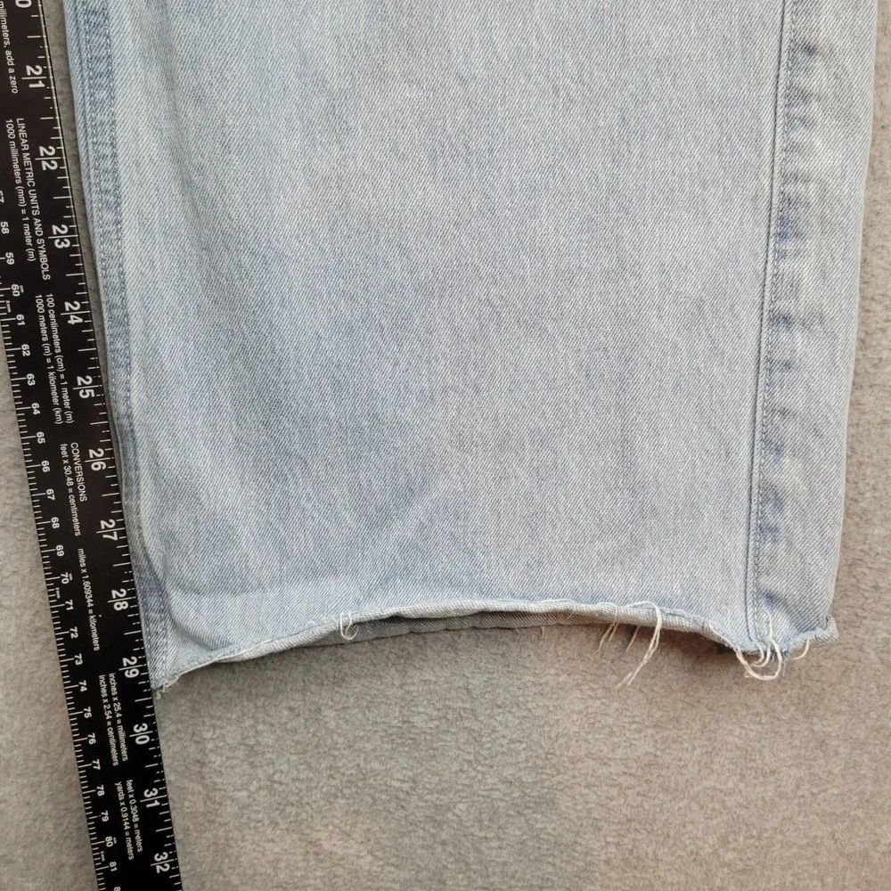 Hollister Low-Rise Baggy Jeans Womens 12R 31x29 Light Blue Distressed Raw Hem - Picture 2 of 8